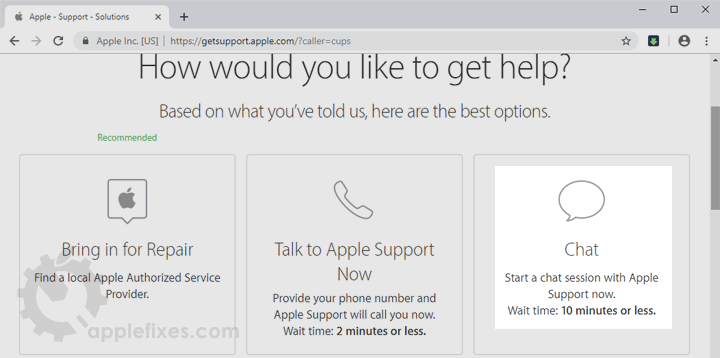 How to live chat with apple